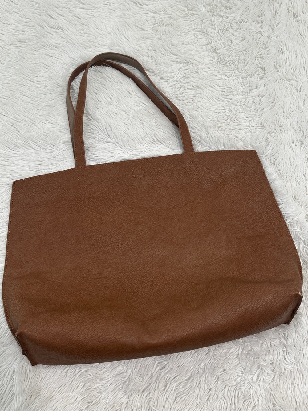 🟣 Large Faux Leather Tote Bag